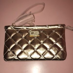 Rose gold heat quilted Betsey Johnson clutch